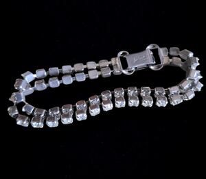 Vintage Rhinestone Silver Tone Double Strand Tennis Bracelet Signed Coro